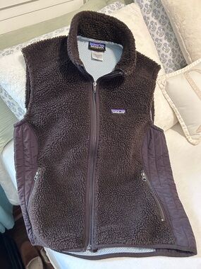 Patagonia Synchilla Woman’s Retro-X Brown Deep Pile Fleece Vest size large